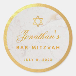 Bar Mitzvah Elegant  Nepgoud Marmer Calligrafie Ronde Sticker