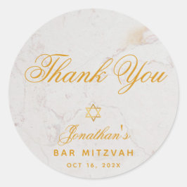 Bar Mitzvah Elegant Script Bedankt voor de gouden  Ronde Sticker