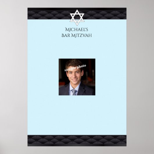 Bar Mitzvah, Elegant Zwart, Foto, Inschrijfbord Poster (Voorkant)