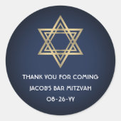 Bar Mitzvah Elegante ster van David Navy Blue & Go Ronde Sticker (Voorkant)