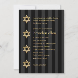 Bar Mitzvah elke kleurstripe Gold Star Kaart