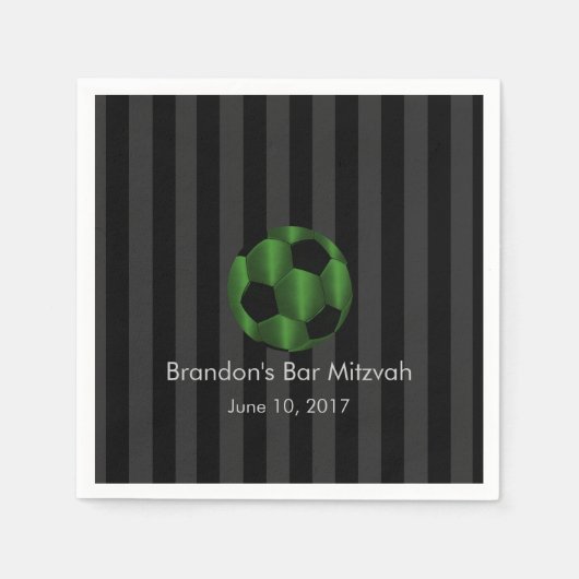 Bar Mitzvah Emerald Green en Black Voetbal Servetten (Voorkant)