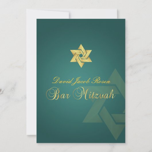 Bar Mitzvah/emerald green/gold Kaart (Achterkant)