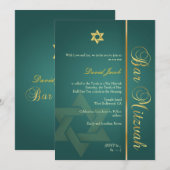 Bar Mitzvah/emerald green/gold Kaart (Voorkant / Achterkant)