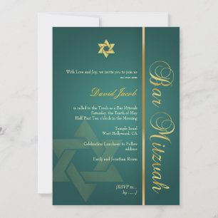 Bar Mitzvah/emerald green/gold Kaart