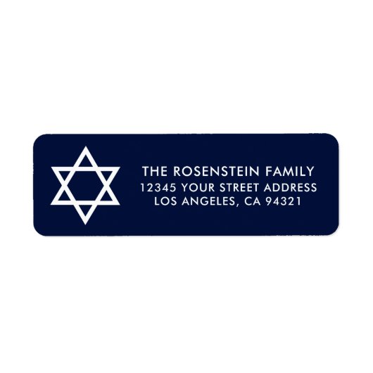Bar Mitzvah en Bat Mitzvah Blue Address Etiket (Voorkant)