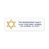 Bar Mitzvah en Bat Mitzvah Blue Gold Address Etiket (Voorkant)