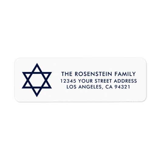 Bar Mitzvah en Bat Mitzvah Blue White Address Etiket (Voorkant)