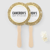 BAR MITZVAH FAN selfie stijlvolle coole gouden gli Handwaaier (Voorkant en achterkant)