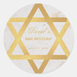Bar Mitzvah Faux Gold Star van David Script Marble Ronde Sticker