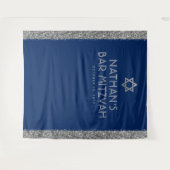 Bar Mitzvah-foto-achtergrond blauw zilver Wandkleed (Voorkant (horizontaal))