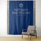 Bar Mitzvah-foto-achtergrond blauw zilver Wandkleed (In situ)