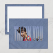 Bar Mitzvah Foto bedankt kaart in blauw (Voorkant / Achterkant)