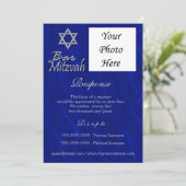 Bar mitzvah foto blue Silver RESPONSE Kaart (Staand voorkant)
