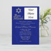 Bar mitzvah foto blue zilver kaart (Staand voorkant)
