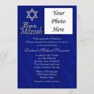 Bar mitzvah foto blue zilver kaart
