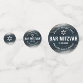 Bar Mitzvah Foto Bold Charcoal Gray Silver Foil Confetti (Achterkanten)