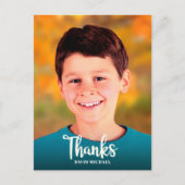 Bar Mitzvah Foto Bold Modern Script Dank u Briefkaart (Voorkant)