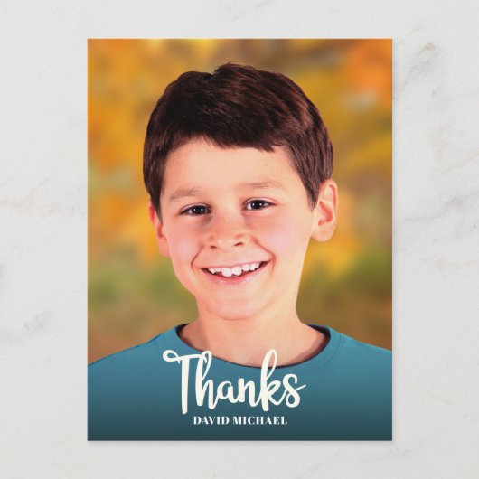 Bar Mitzvah Foto Dankjewel Moderne Script Letterty Briefkaart (Voorkant)