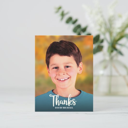 Bar Mitzvah Foto Dankjewel Moderne Script Letterty Briefkaart (Staand voorkant)