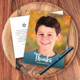 Bar Mitzvah Foto Dankjewel Moderne Script Letterty Briefkaart