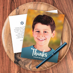 Bar Mitzvah Foto Dankjewel Moderne Script Letterty Briefkaart