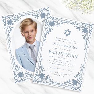 Bar Mitzvah Foto Dusty Blue Star of David Kaart