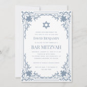 Bar Mitzvah Foto Dusty Blue Star of David Kaart (Voorkant)