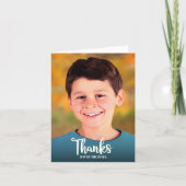 Bar Mitzvah-foto Eenvoudig Krachtig Modern Schrift Bedankkaart (Voorkant)