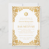 Bar Mitzvah Foto Faux Gold Star  Elegant Kaart (Voorkant)