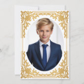 Bar Mitzvah Foto Faux Gold Star  Elegant Kaart (Achterkant)