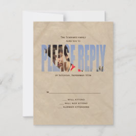 Bar Mitzvah Foto RSVP Reply Card in Tan