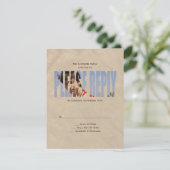 Bar Mitzvah Foto RSVP Reply Card in Tan (Staand voorkant)