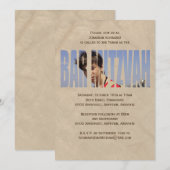 Bar Mitzvah Foto-uitnodiging in Tan Kaart (Voorkant / Achterkant)