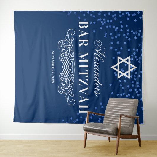 Bar Mitzvah-fotobackdrop Wandkleed (In Situ (horizontaal))