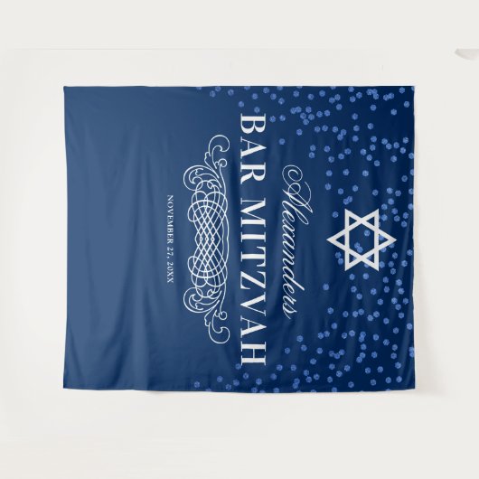 Bar Mitzvah-fotobackdrop Wandkleed (Voorkant (horizontaal))
