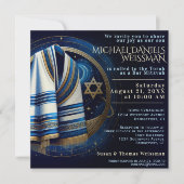 Bar Mitzvah Gebedsjaal Sterren Uitnodiging (Voorkant)