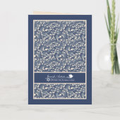 Bar Mitzvah Gefeliciteerd Damask Blue Card Bedankkaart (Achterkant)