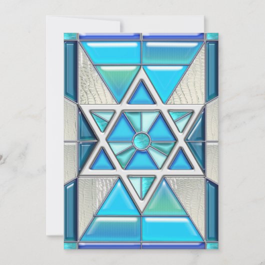 Bar Mitzvah Glas in lood & Silver Star van David Kaart (Voorkant)