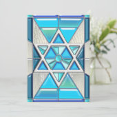 Bar Mitzvah Glas in lood & Silver Star van David Kaart (Staand voorkant)