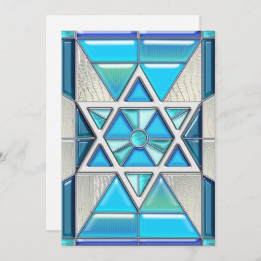 Bar Mitzvah Glas in lood & Silver Star van David Kaart (Voorkant / Achterkant)