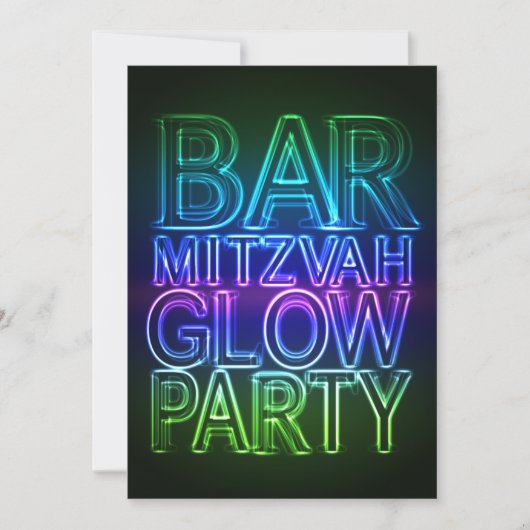 Bar Mitzvah GLOW PARTY Verjaardagsuitnodiging Kaart (Voorkant)