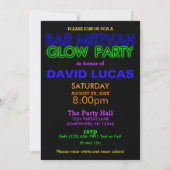 Bar Mitzvah GLOW PARTY Verjaardagsuitnodiging Kaart (Achterkant)