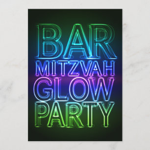 Bar Mitzvah GLOW PARTY Verjaardagsuitnodiging Kaart