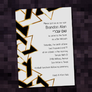 Bar Mitzvah Gold Black White Star van David Kaart