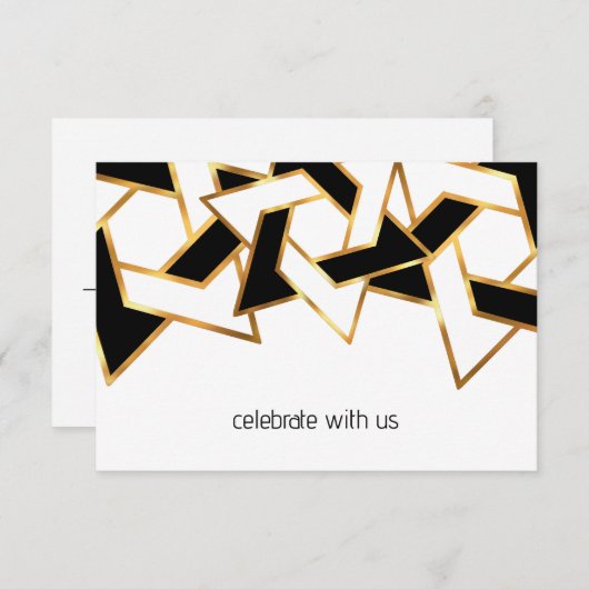 Bar Mitzvah Gold Black White Star van David Kaart (Voorkant / Achterkant)