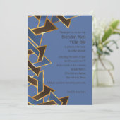 Bar Mitzvah Gold Blue Brown Star van David Kaart (Staand voorkant)