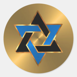 Bar Mitzvah Gold Blue Star van David Ronde Sticker
