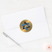 Bar Mitzvah Gold Blue Star van David Ronde Sticker (Envelop)