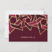 Bar Mitzvah Gold Burgundy Red Star van David Kaart (Voorkant)